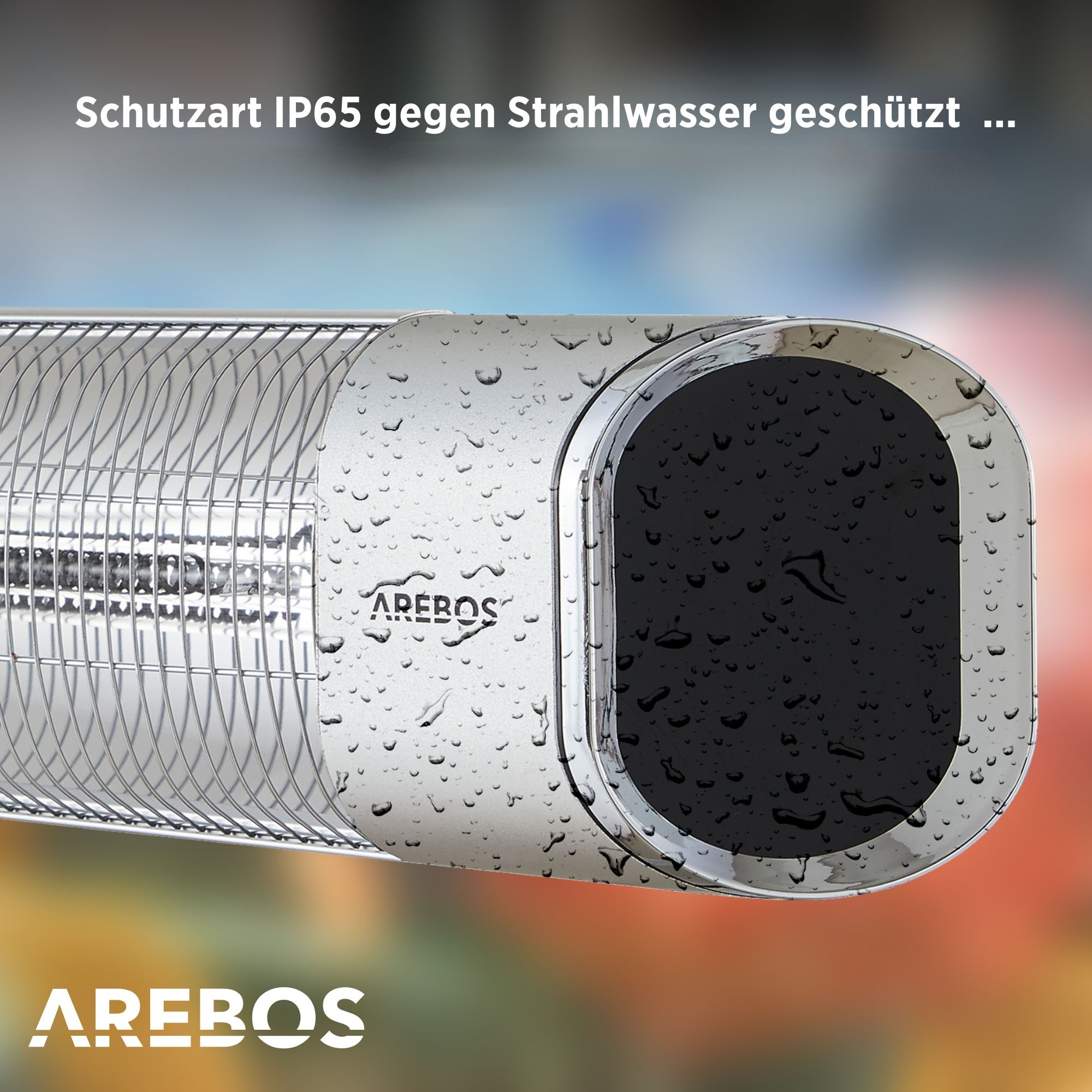 Silber Infrarot mit Heizstufen Heizstrahler Schwenkbar | 2 Fernbedienung, Stativ 60° AREBOS & | | Wandbefestigung Neigungswinkel| Höhenverstellbar inkl.
