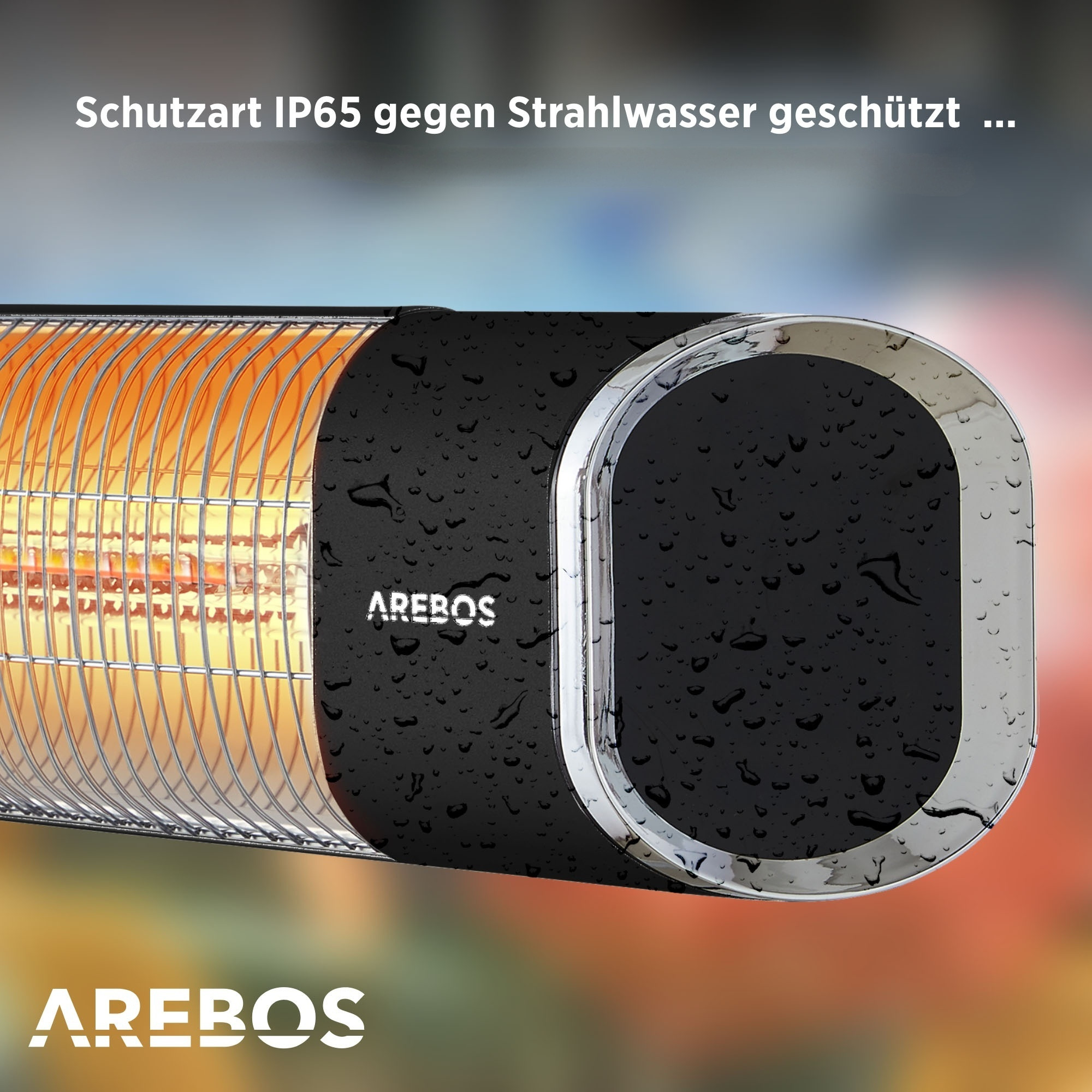 AREBOS mit Fernbedienung | mit | Schwarz 60° Neigungswinkel Heizstrahler, Kreuzstativ Höhenverstellbar | Infrarot