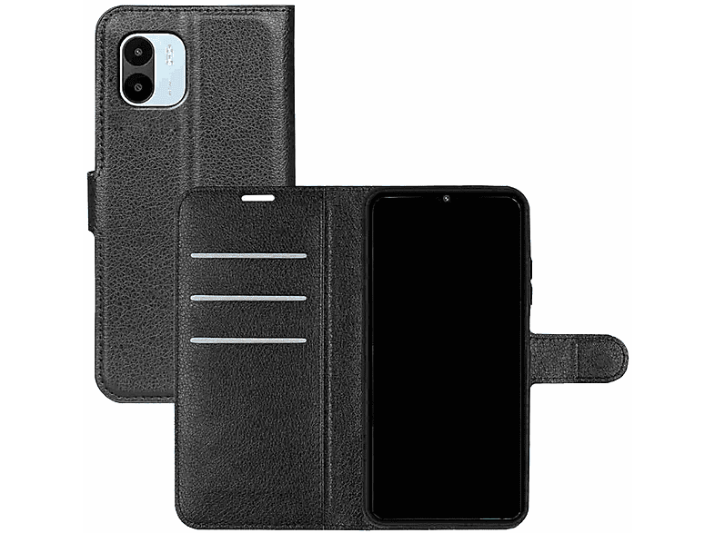 Bookcover, Schwarz Xiaomi, mit Schutz A1, Design Fach, Redmi WIGENTO Kreditkarten Tasche / A2