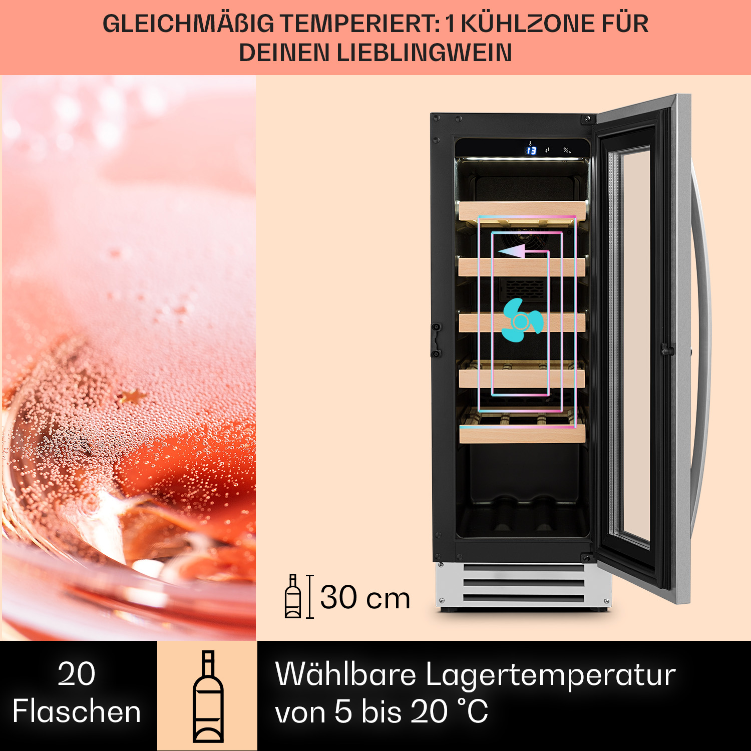 Weinkühlschrank KLARSTEIN Smart F, (EEK Vinovilla Edelstahl)