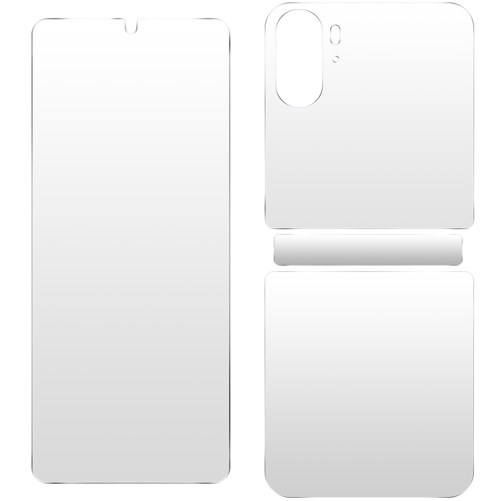 Protections d'écran pour un téléphone, comprenant un écran principal et une zone de caméra.