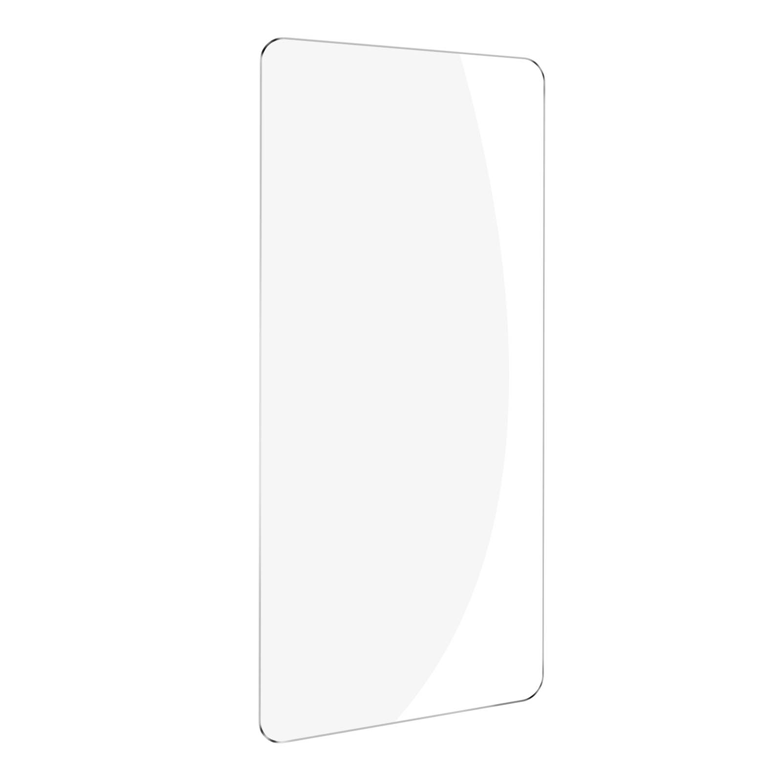 Protecteur d'écran en verre. Il est rectangulaire et transparent.