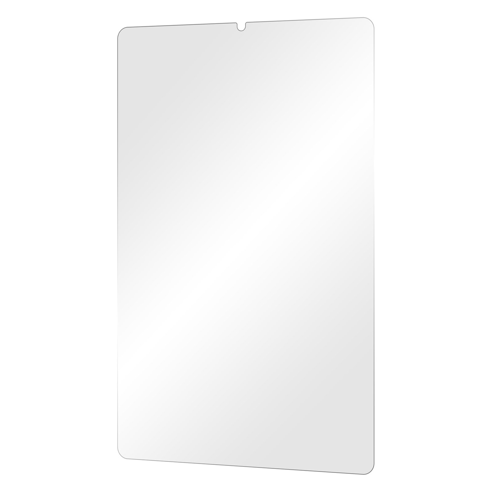 Un protector de pantalla transparente sobre un fondo blanco. Forma rectangular.