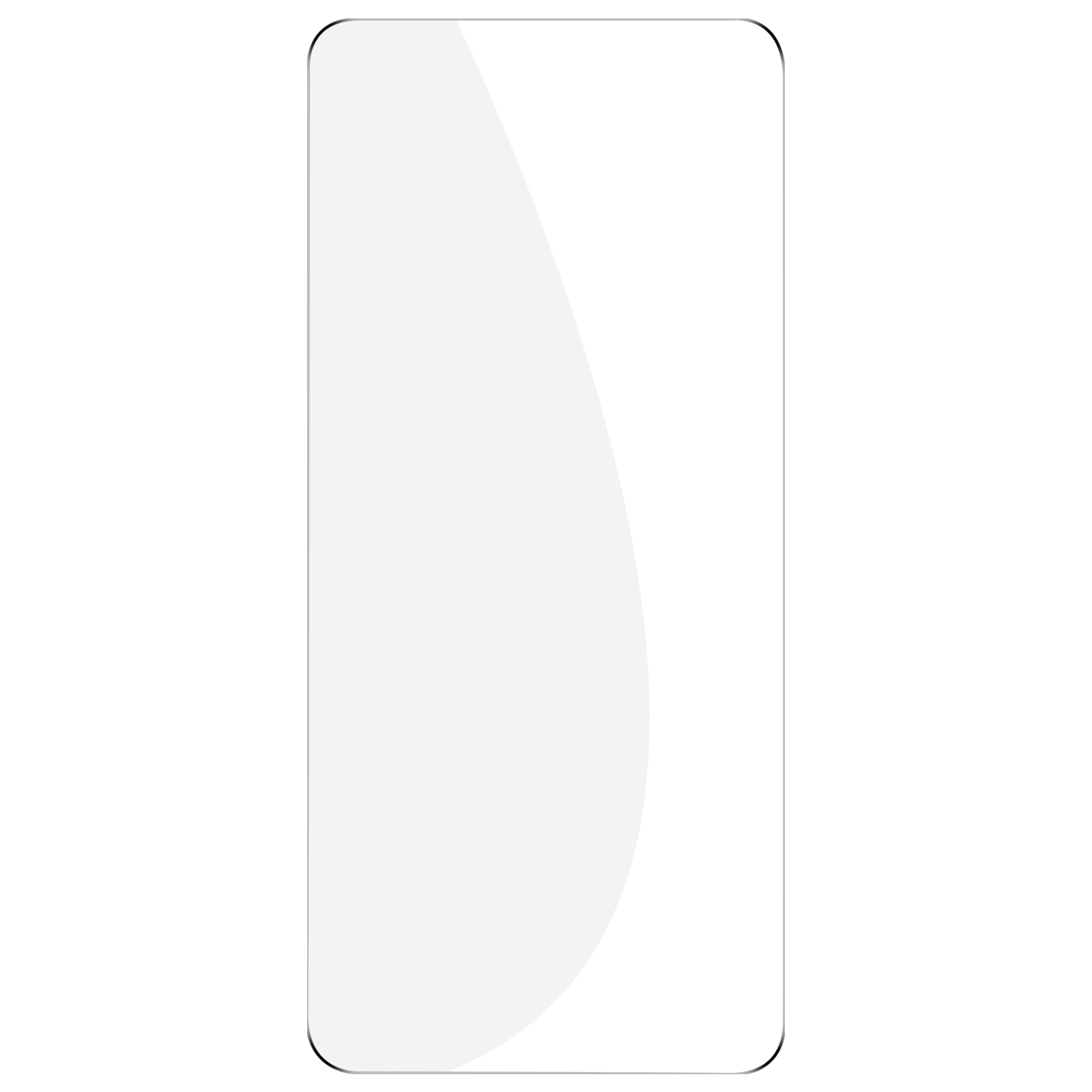 Proteggi schermo trasparente per un telefono, sfondo bianco.