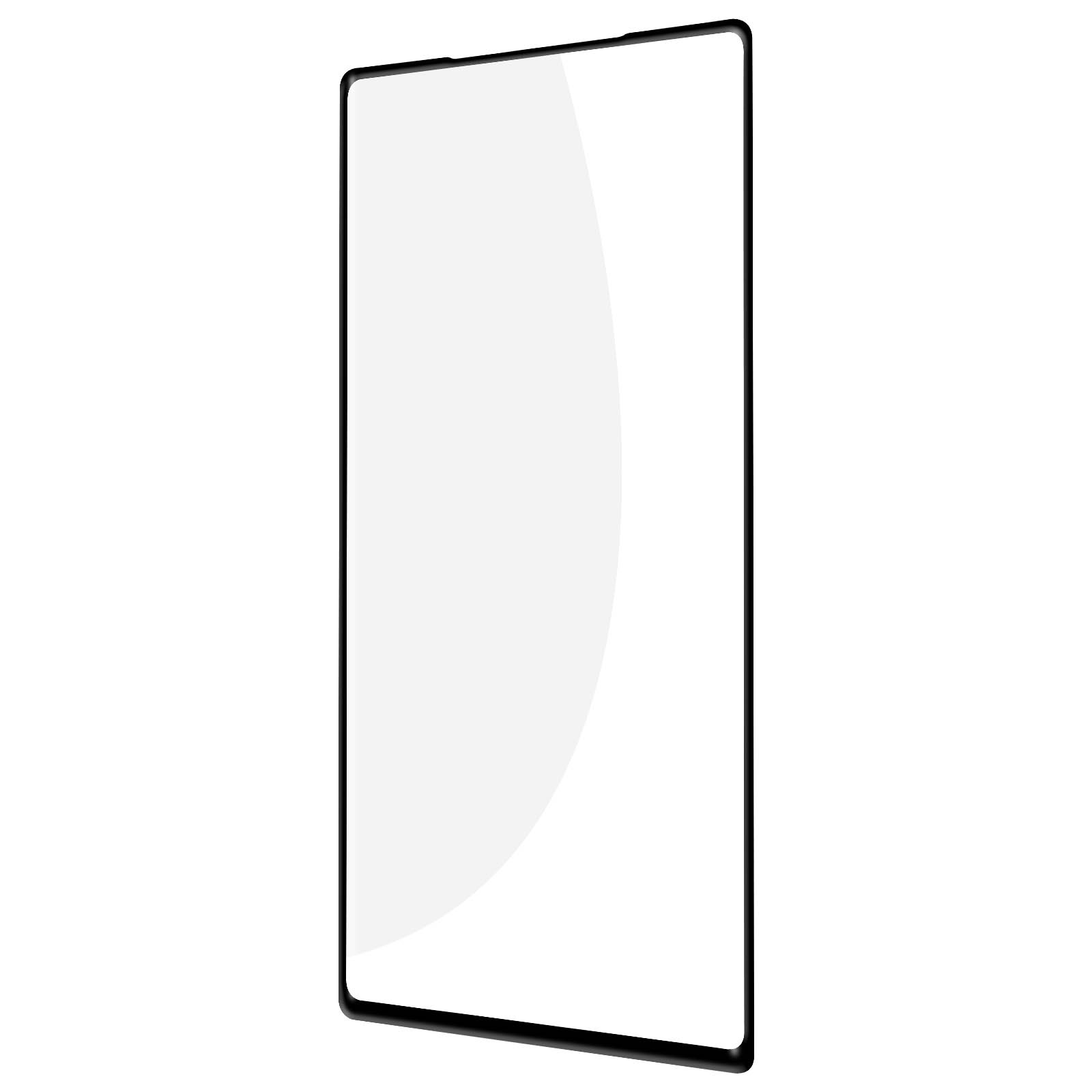 Un protecteur d'écran rectangulaire noir avec un cadre noir sur fond blanc.