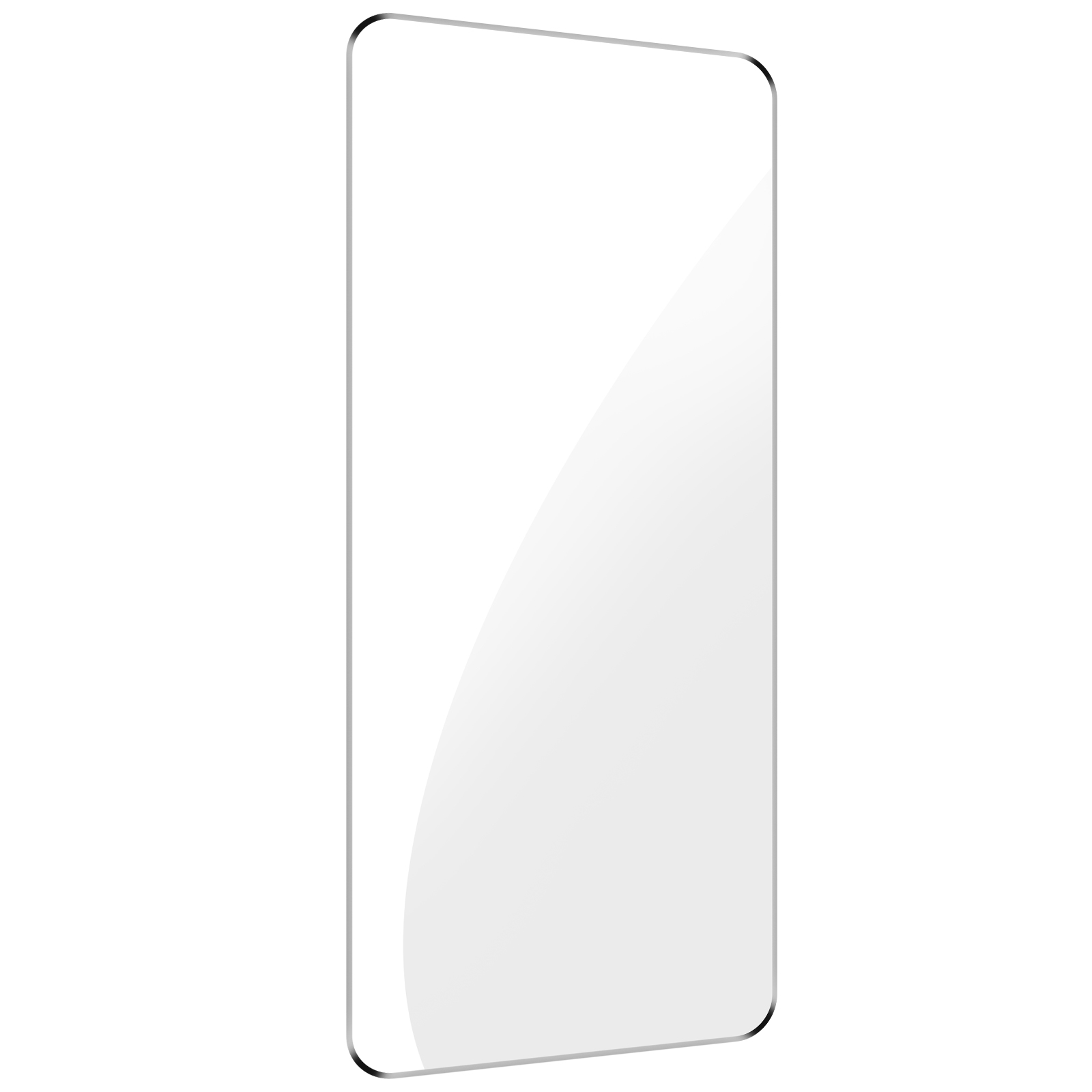 Protezione schermo trasparente per un telefono, con sfondo bianco.