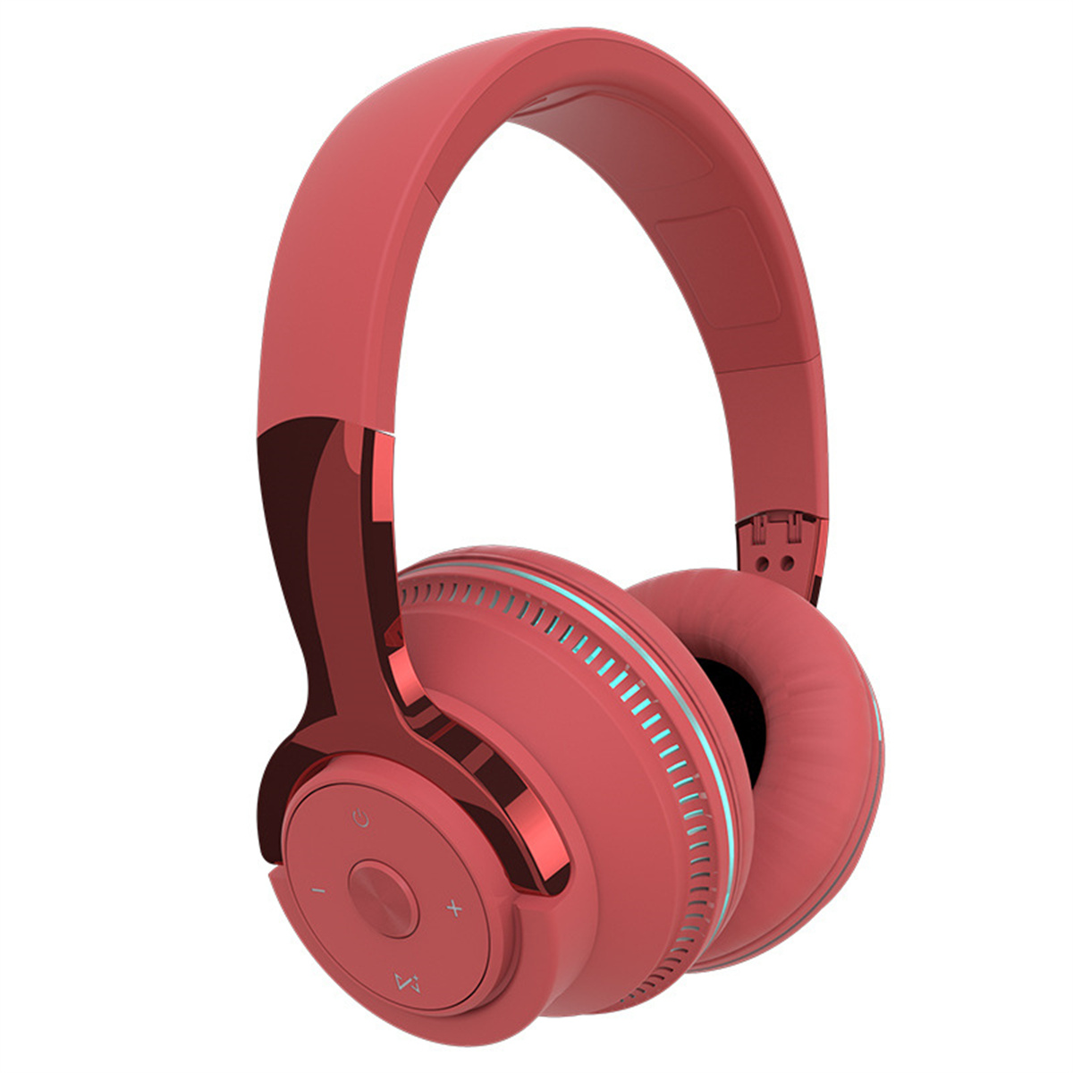 Rot Kopfhörer Stirnband Over-ear Bluetooth-Headset Licht SYNTEK Bluetooth Bass-Klapp-Headset, Rotes emittierendes Kabelloses