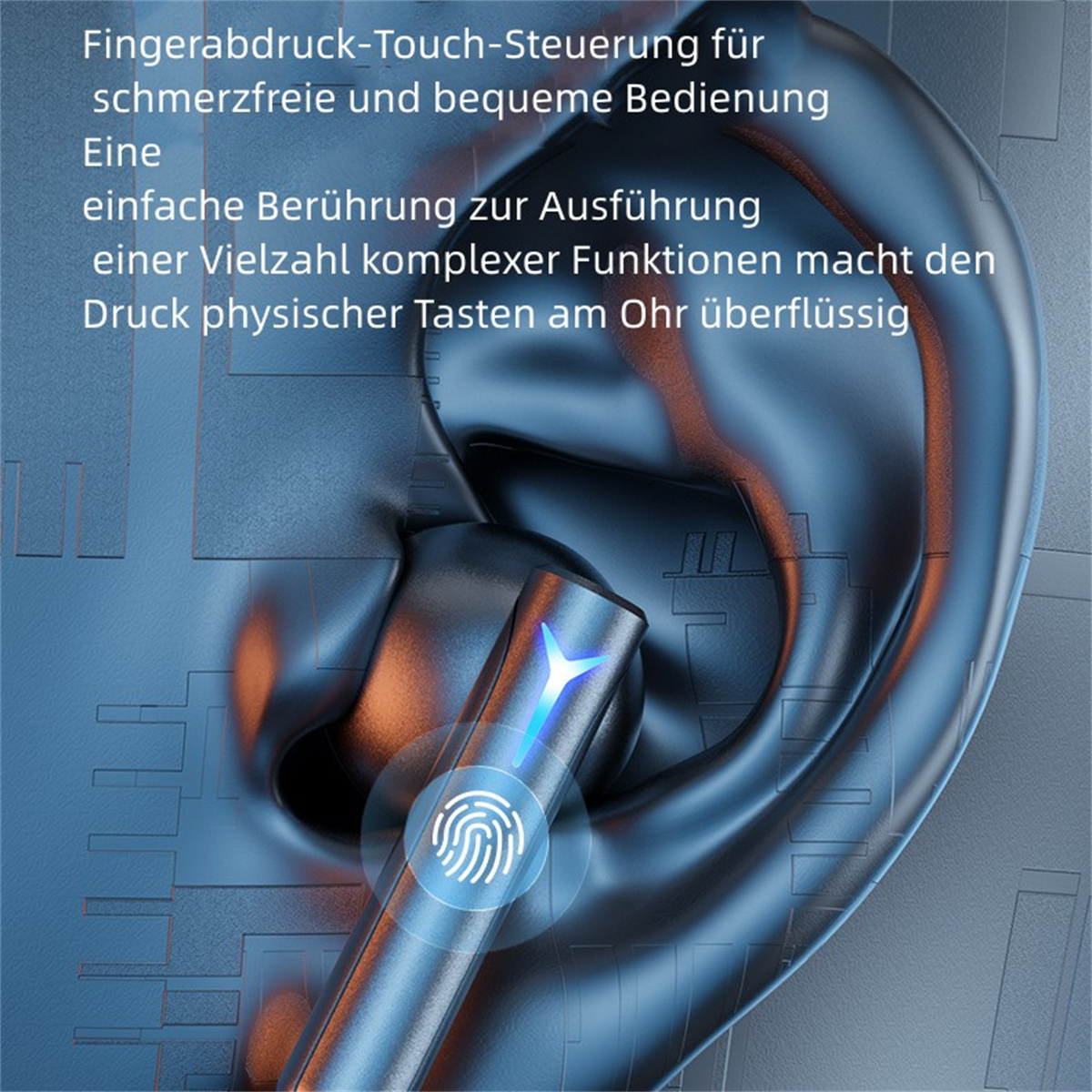 SYNTEK Bluetooth-Kopfhörer Active True Bluetooth Noise Kopfhörer, In-Ear Kopfhörer Blau Blau Wireless Cancelling Bluetooth In-ear