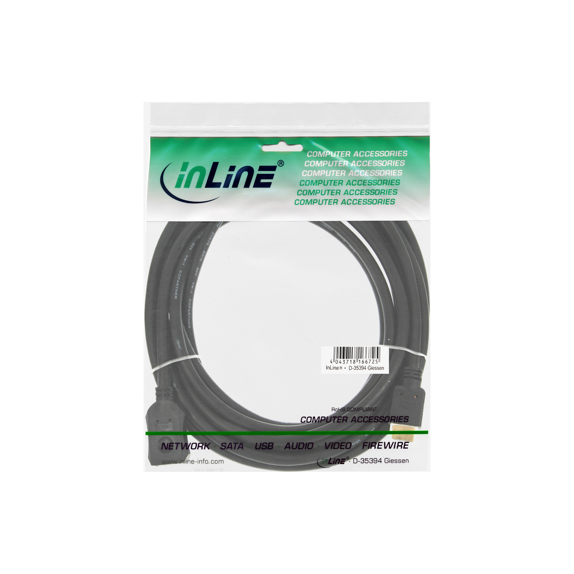 INLINE InLine® Verlängerung, Buchse, Speed, HDMI-High HDMI 1m / Stecker HDMI