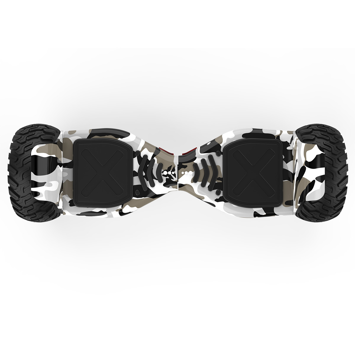 Ein Hoverboard mit Tarnmuster wird von oben gezeigt.