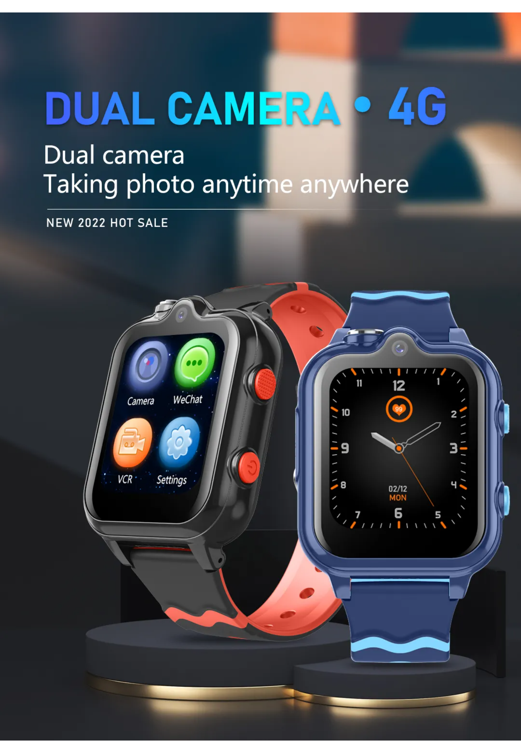 Black ABS silicone, Smart Watch VALDUS D35