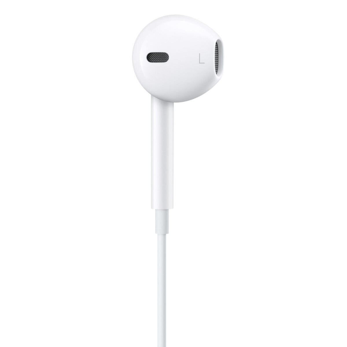 Un auricolare Apple su sfondo bianco. È visibile solo un auricolare.