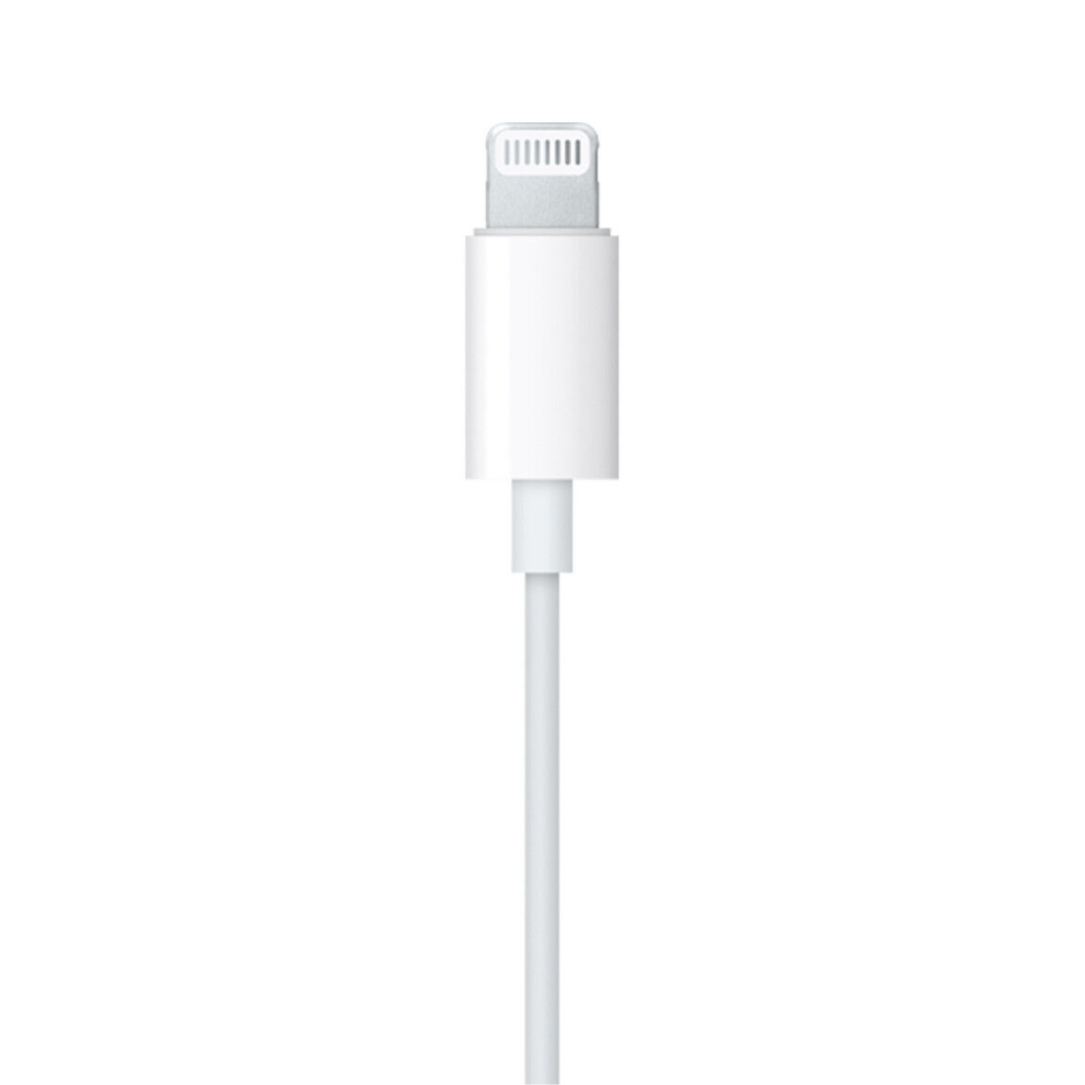Cavo Lightning bianco Apple, isolato su sfondo bianco, primo piano.