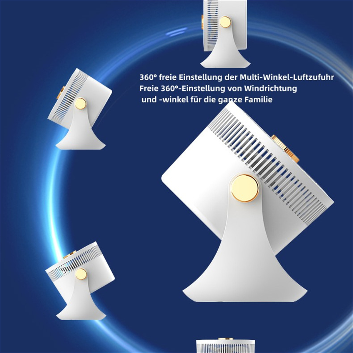 SYNTEK Elektrischer Ventilator weiß Weiß Desktop Wandmontage 3 starker Geschwindigkeiten Wind Kompaktventilator
