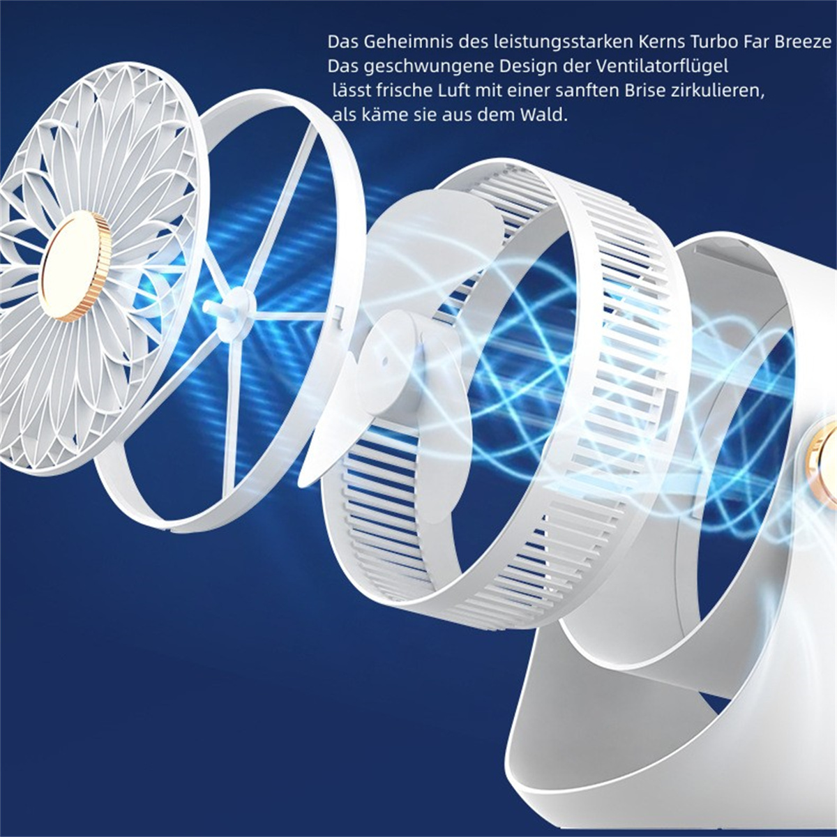 SYNTEK Elektrischer Kompaktventilator Geschwindigkeiten Wind 3 starker Wandmontage Blau Desktop Ventilator
