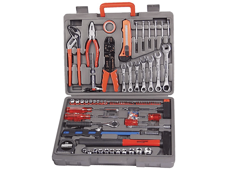 BRÜDER MANNESMANN 408599 Handwerkzeug-Set, Silber, rot, grau orange und