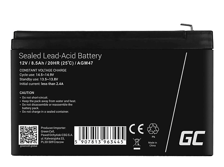 Kinderfahrzeug-Batterie, CELL VRLA AGM AGM47 8,5 GREEN mAh
