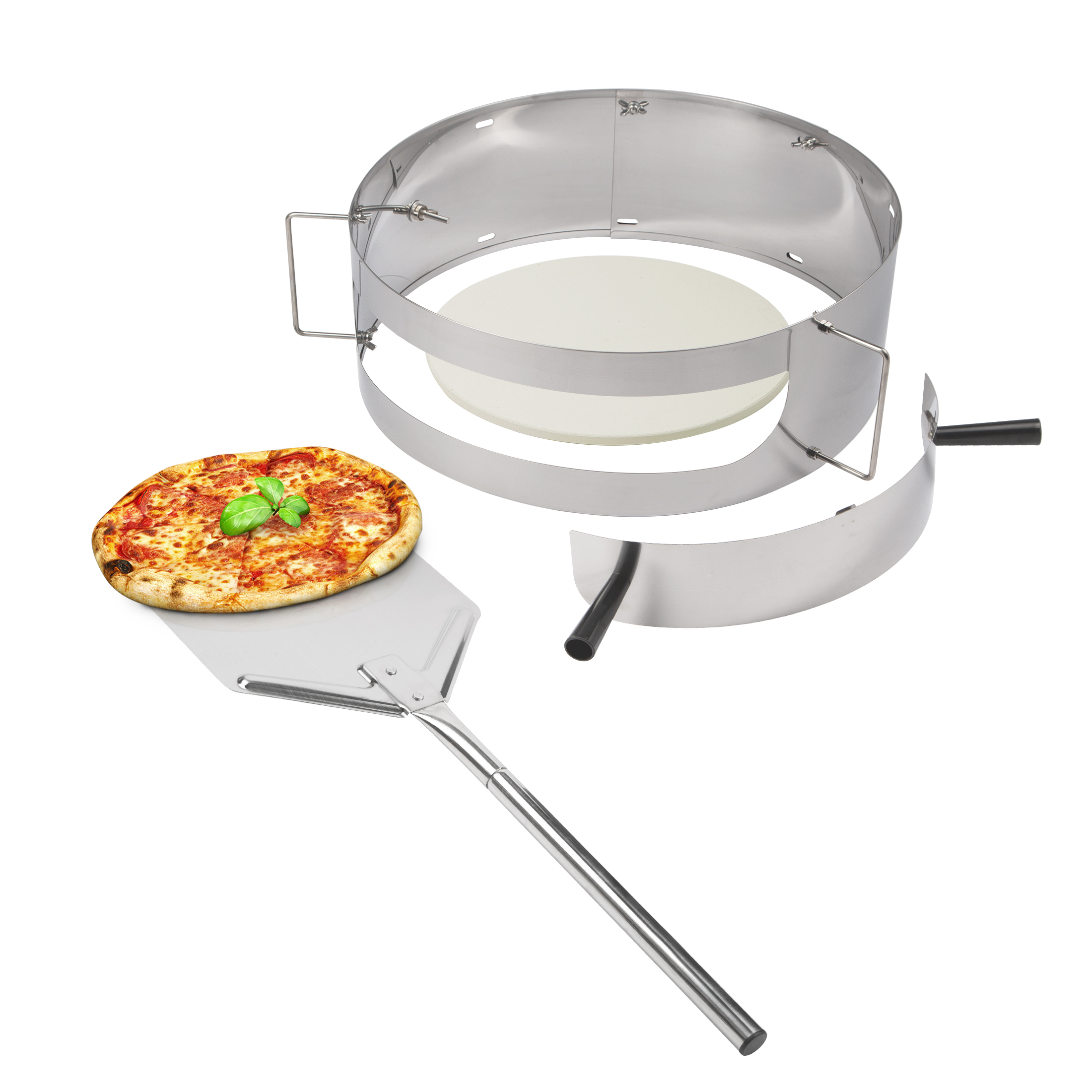 BRUZZZLER Pizzaofen-Komplettset Pizzaring, Silber