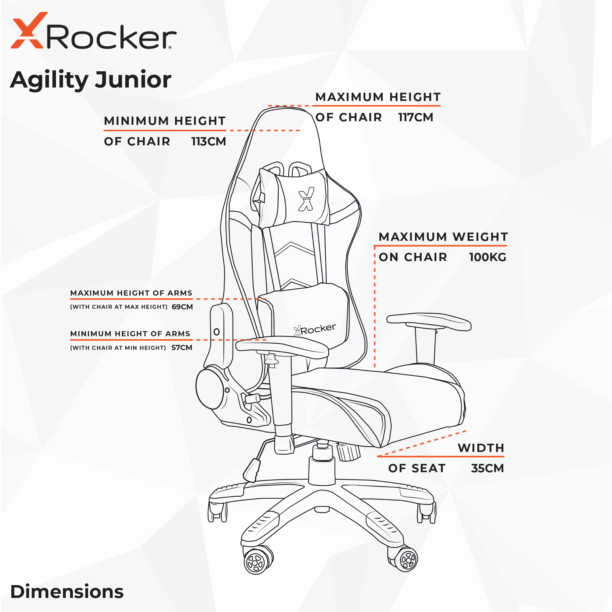 Gaming X ROCKER Blau Agility Stuhl, Compact