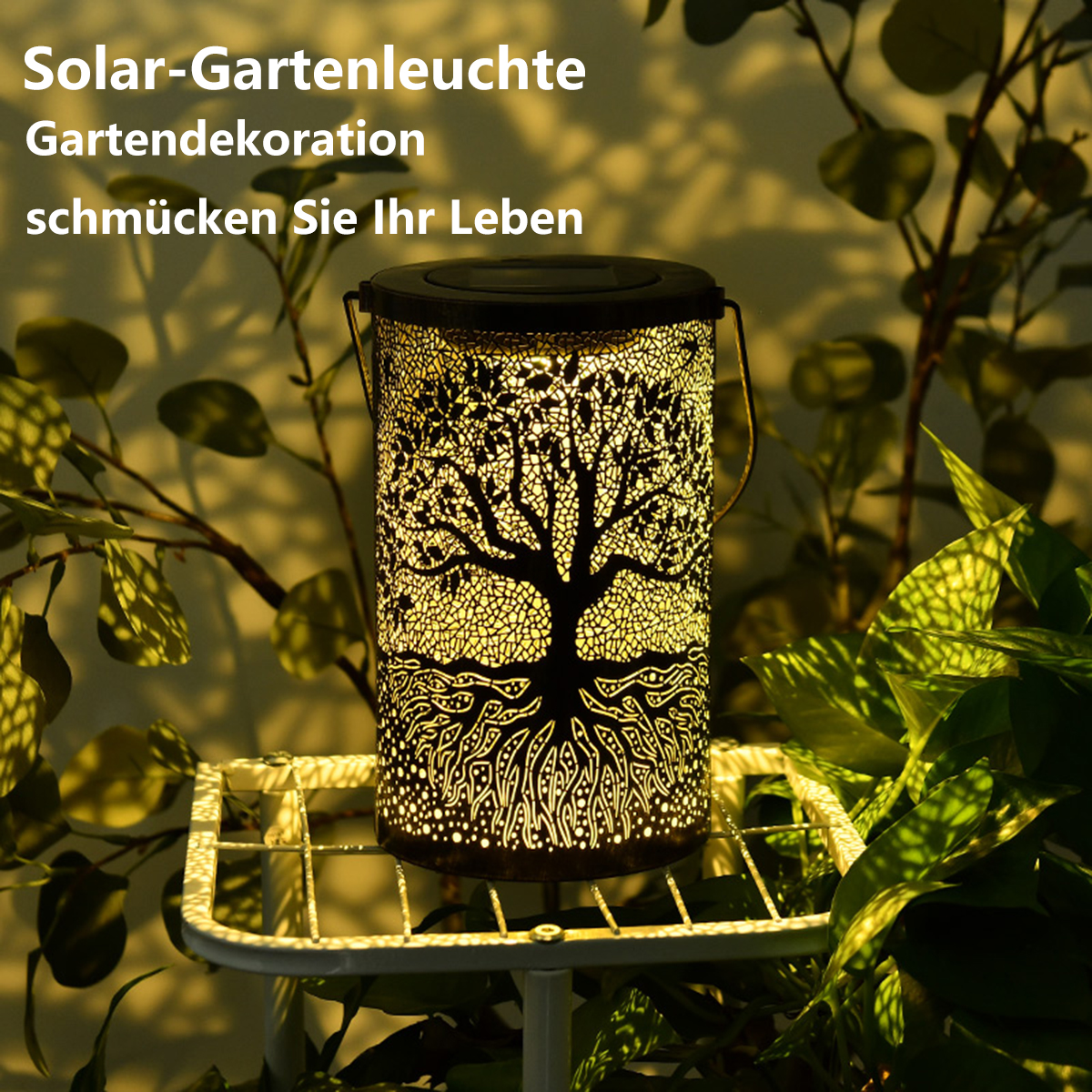 SYNTEK Großer Solarbetrachtung Lichter Eisen Hängelampe Lichter Baum Außenleuchten Garten Dekorative Großes-Baumlicht
