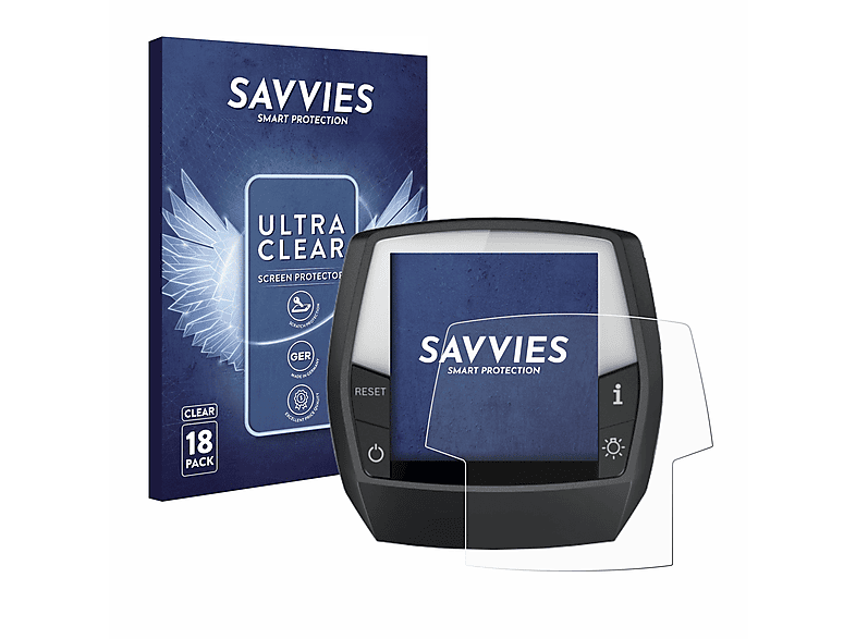 SAVVIES 18x klare Schutzfolie(für Bosch Intuvia Active Line)