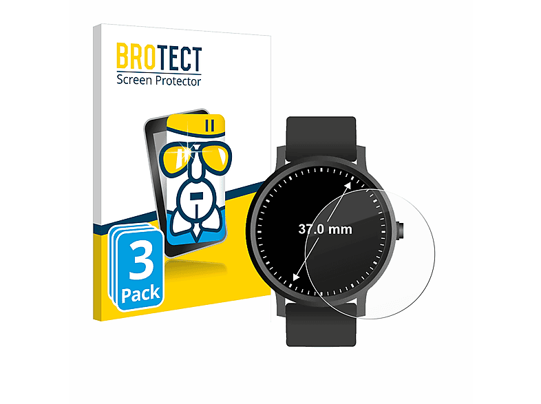 BROTECT 3x Airglass klare ø: 37 Universal Armbanduhren (Kreisrund, mm)) Schutzfolie(für