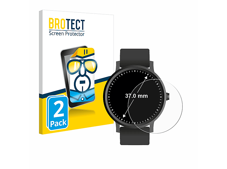 BROTECT 2x klare mm)) Universal Armbanduhren Schutzfolie(für (Kreisrund, 37 ø
