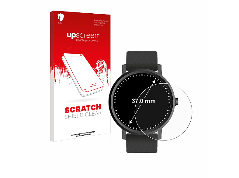 UPSCREEN Kratzschutz klare Schutzfolie(für Universal Armbanduhren (Kreisrund, ø: 37 mm))