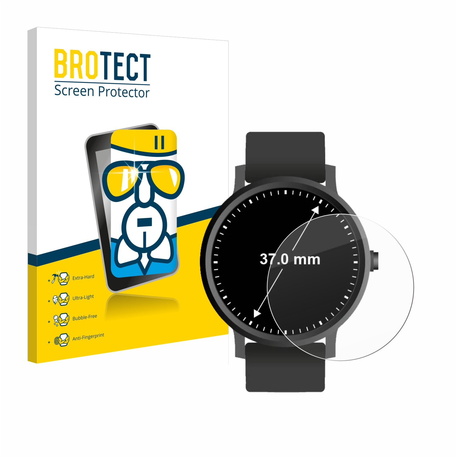 mm)) Schutzfolie(für Universal Armbanduhren BROTECT 37 klare (Kreisrund, ø: Airglass