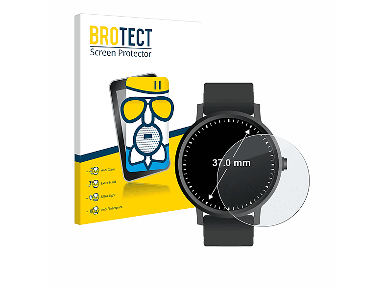 BROTECT Entspiegelungs Schutzglas Panzer Folie Glas matt Schutzfolie (für Universal Armbanduhren (Kreisrund, ø: 37 mm))
