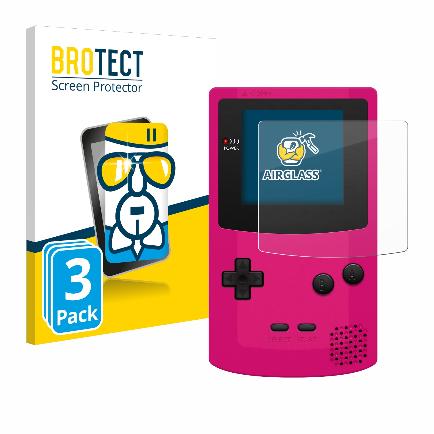 3x BROTECT Color) Schutzfolie(für Gameboy klare Airglass Nintendo