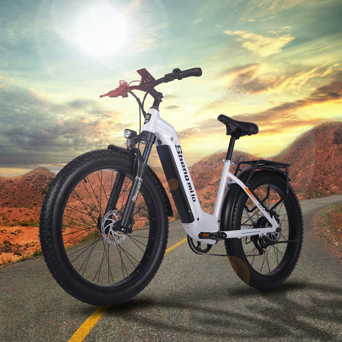 Weiss) Unisex-Rad, Mountainbike 840Wh, für Erwachsene, Elektrofahrrad (Laufradgröße: W 26 BAFANG-Motor MX06 1000 SHENGMILO Zoll,