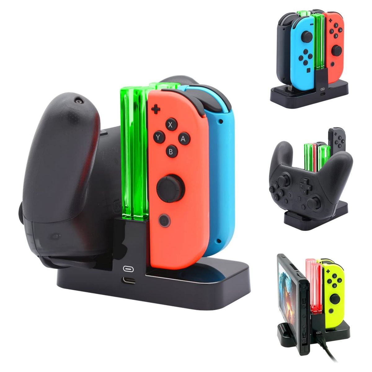 Kompatibel Nintendo für Switch, Ladestation LED-Anzeige, RESPIEL Cons, mit Blenden Joy Kompatibel Gamepad-Ladestation,