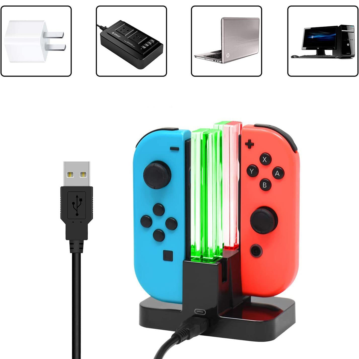 Kompatibel Joy Blenden RESPIEL Nintendo Kompatibel mit Switch, Gamepad-Ladestation, Cons, LED-Anzeige, für Ladestation