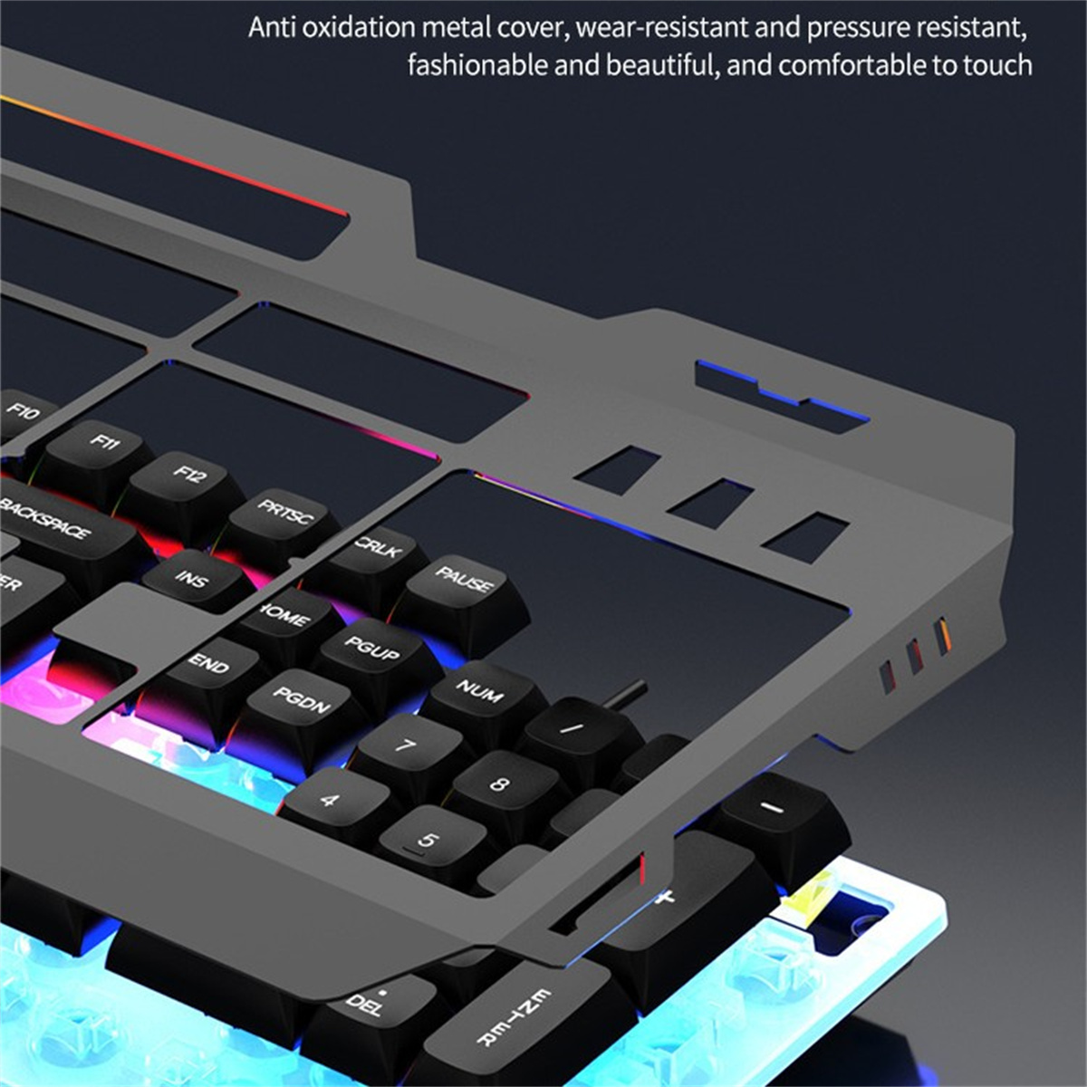und Set, Maus-Set SYNTEK Tastatur Beleuchtetes Gefühls-Set, verkabeltes Schwarz Tastatur- und Maus Schwarz USB-Set mechanisches