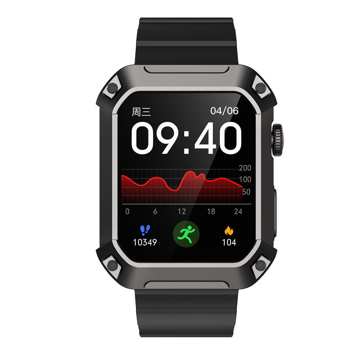 SYNTEK Watches Uhren mit dreifachem gegen Schutz und Wasser, Schweiß Smartwatch Temperaturen Silikon, Schwarz hohe