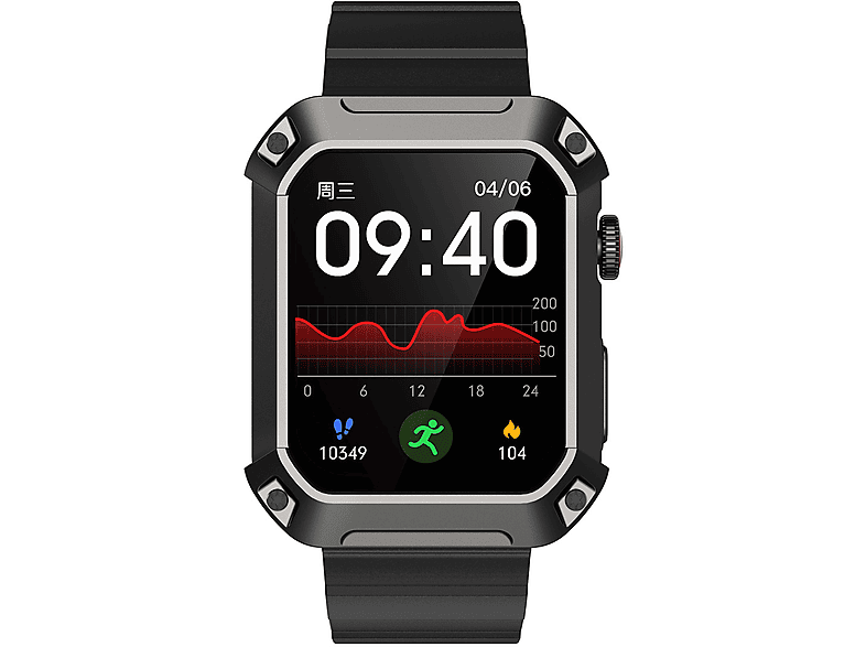 SYNTEK Watches Uhren mit dreifachem Schutz gegen Wasser, Schweiß und hohe Temperaturen Smartwatch Silikon, Schwarz