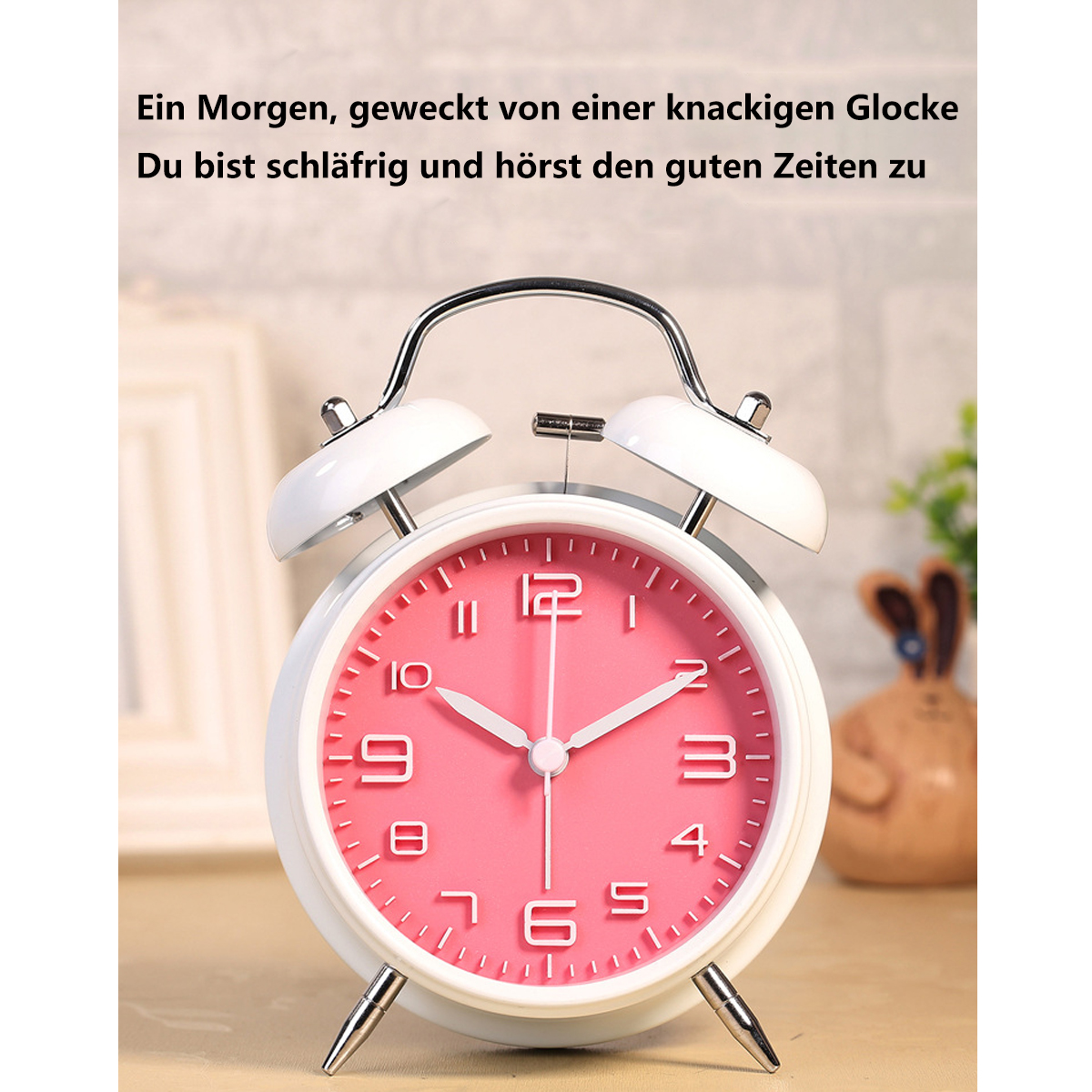 SYNTEK Wecker Grün Dual Ring Wecker Dual 3D Digital Clock Classic Loud Clock Student Ring Ring Silent