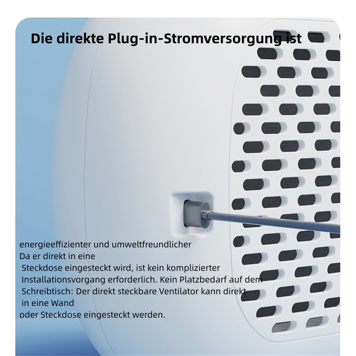 Ein weißes Gerät mit Netzstecker und Text auf Deutsch, in einer Nahaufnahme.