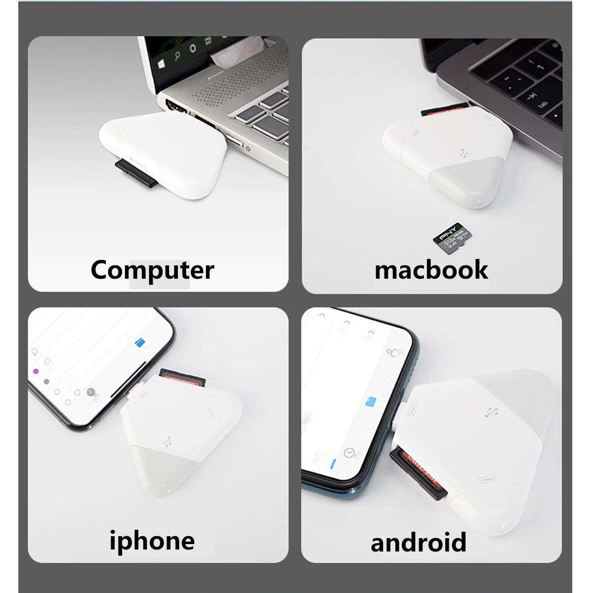 SYNTEK Kartenleser Magnetkartenleser für Apple Kartenleser Computer Android SD/TF OTG Tablet Mobiltelefon/Type-C/USB
