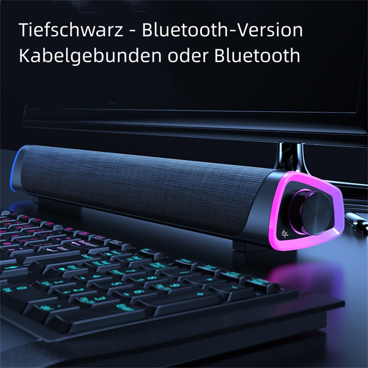 SYNTEK Bluetooth-Lautsprecher Schwarz Soundbar Dual Bluetooth Schwarz Speaker Lautsprecher, Desktop-Lautsprecher