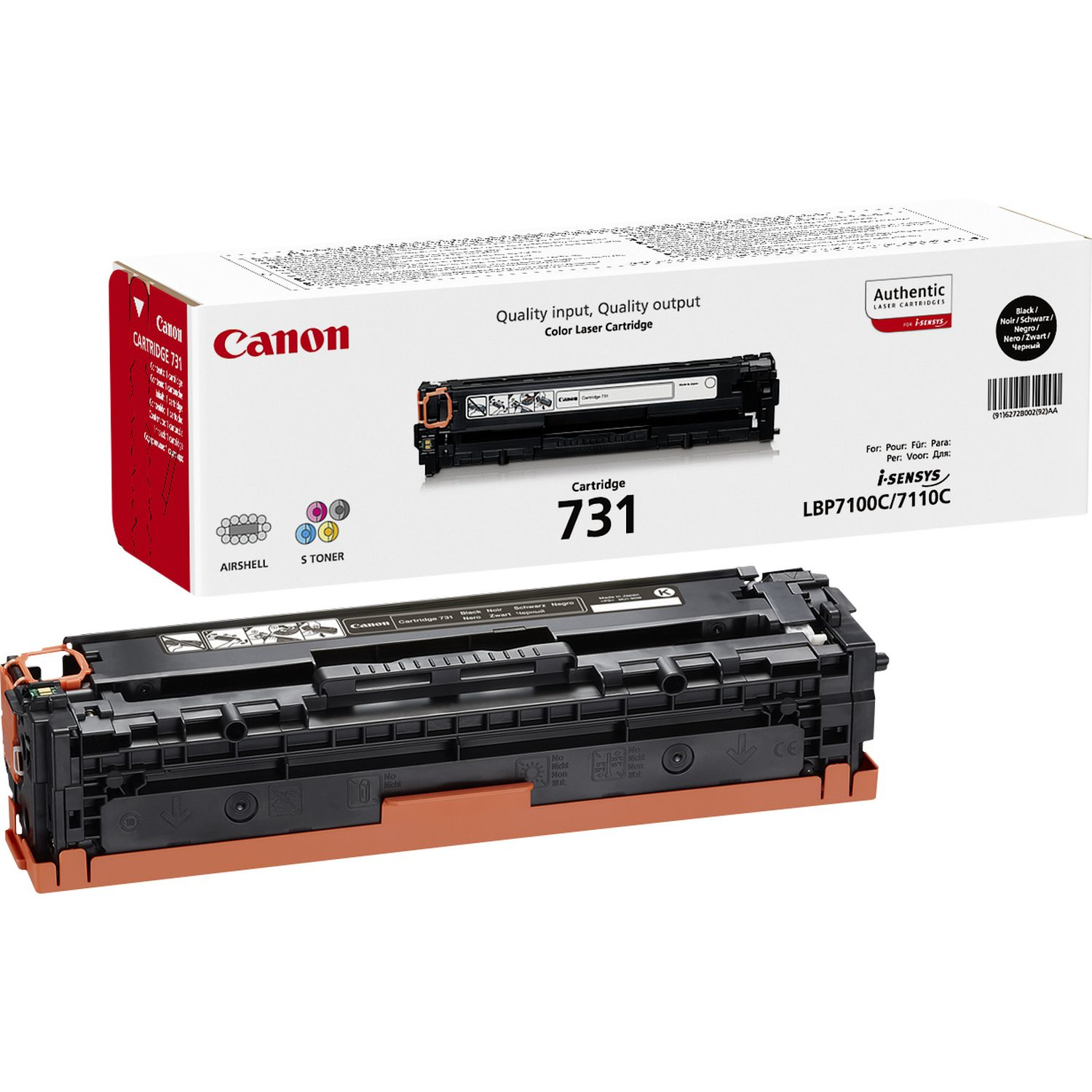 A Canon 731 toner cartridge and its box are displayed on a white background.