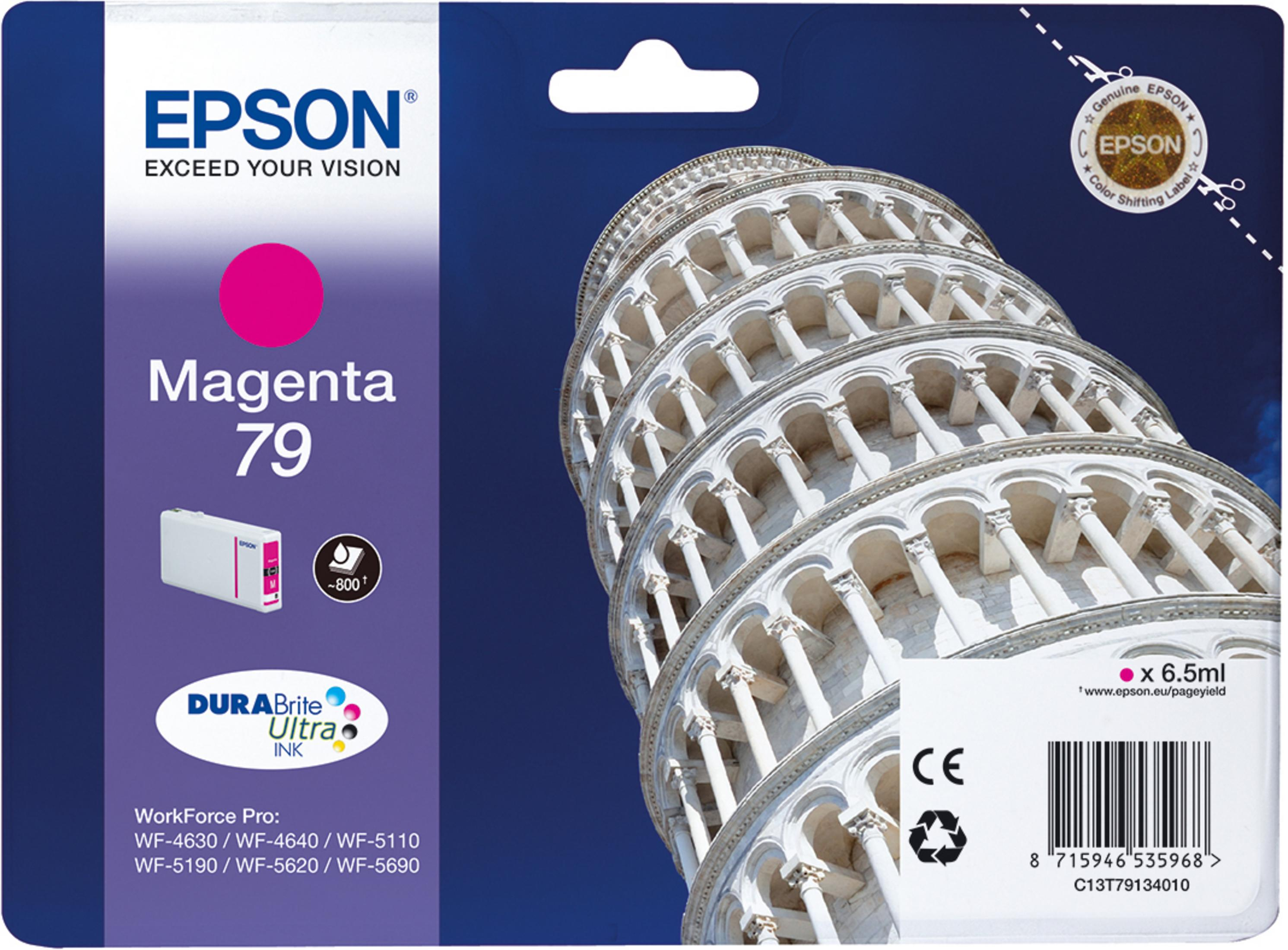 Wkład atramentowy Epson magenta 79, Krzywa Wieża w Pizie w tle.