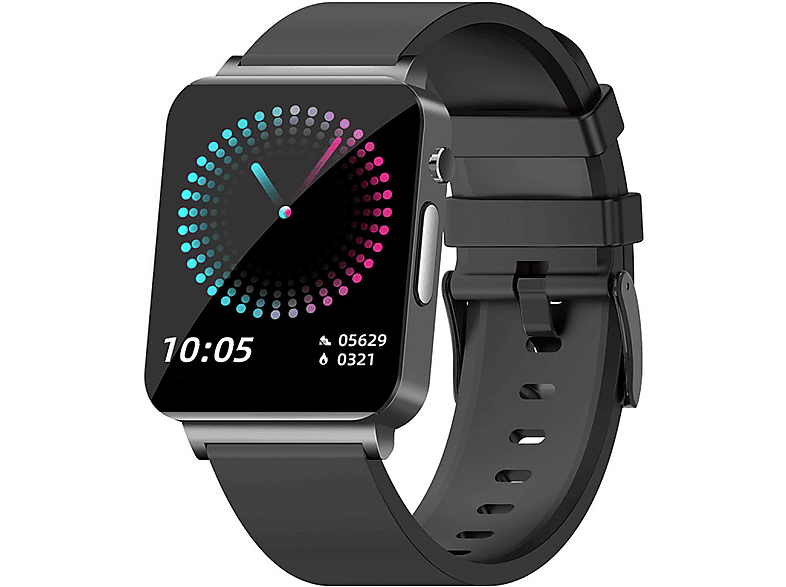 INF Smartwatch mit EKG, Puls, Blutsauerstoff, Schlafmonitor Smartwatch Zinklegierung + Kunststoff, Schwarz