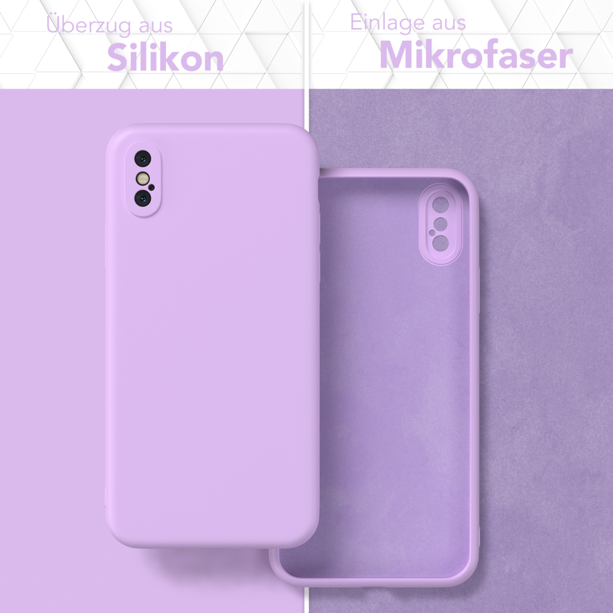 EAZY CASE Silikon Apple, iPhone Max, XS Handycase Matt, Lavendel Backcover, TPU Lila