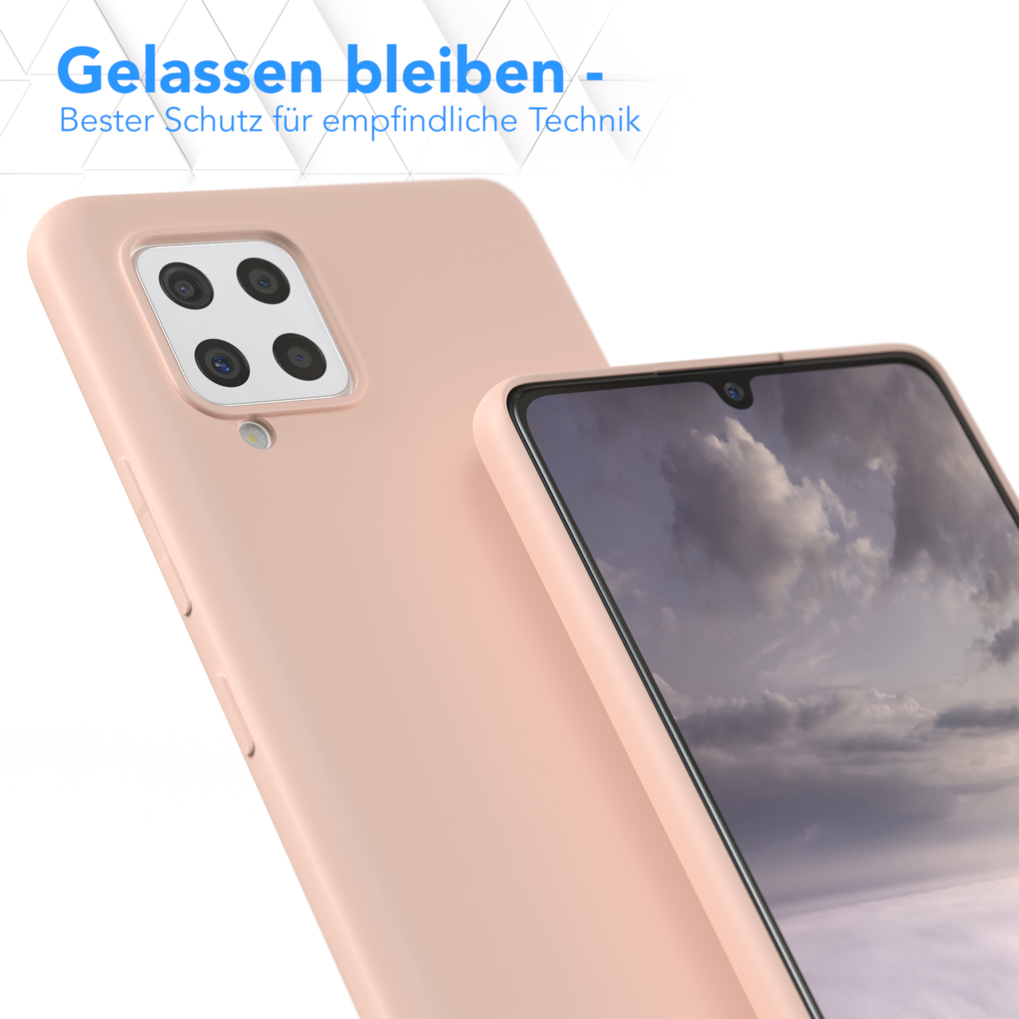 Rosa Handyhülle mit Telefon. Die Hülle ist offen, das Display sichtbar.