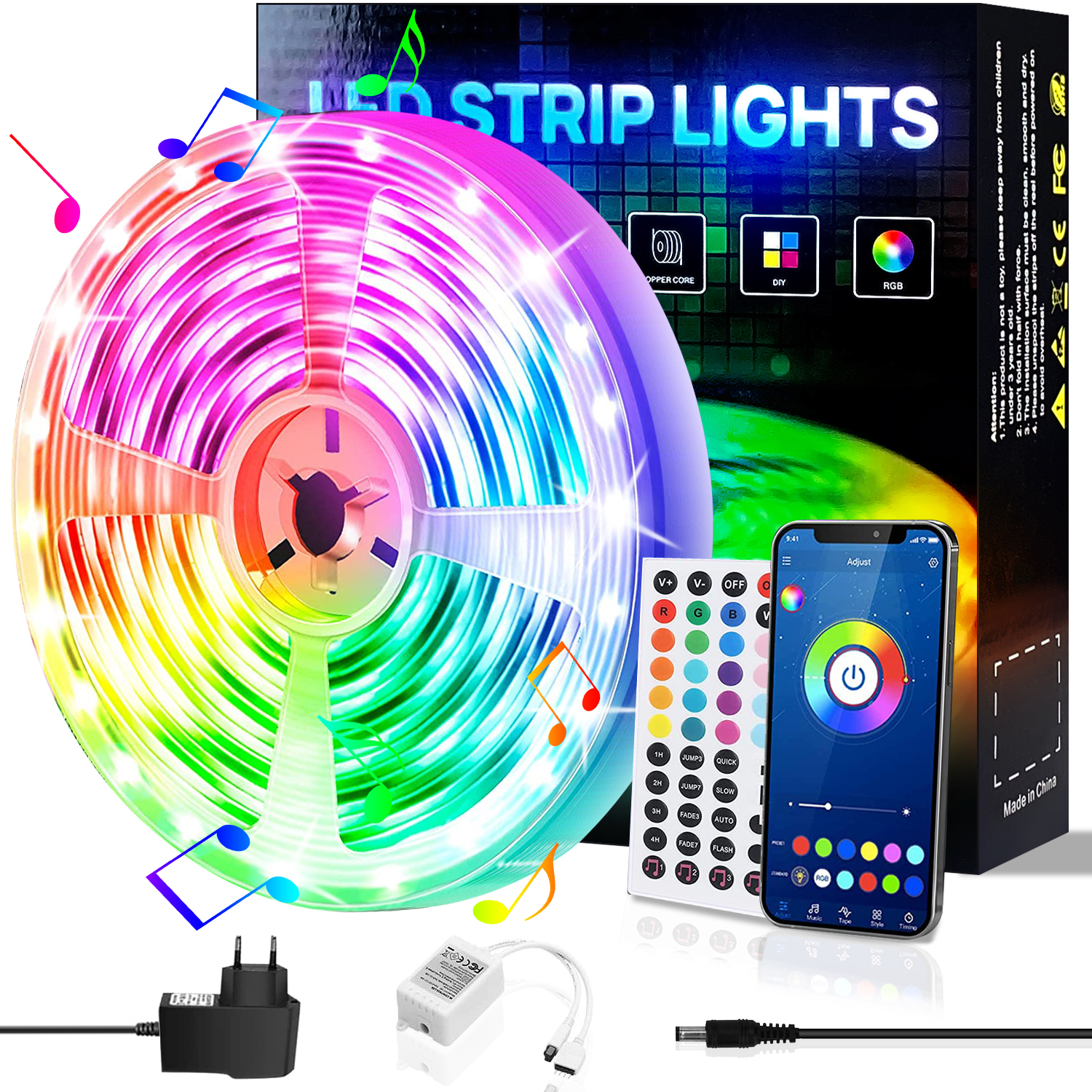 DEDOM Bluetooth 10M Lichtleiste, LED Steuerung,Bluetooth,Fernbedienung LED RGB LED Leuchtstreifen Strip,APP Stripe