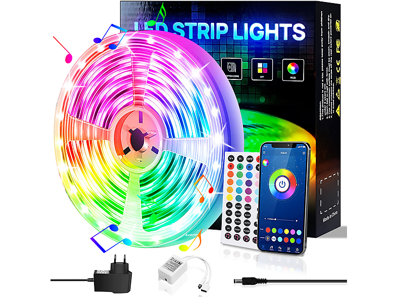 LAMON 10m RGB, Bluetooth LED-Streifen APP-Steuerung