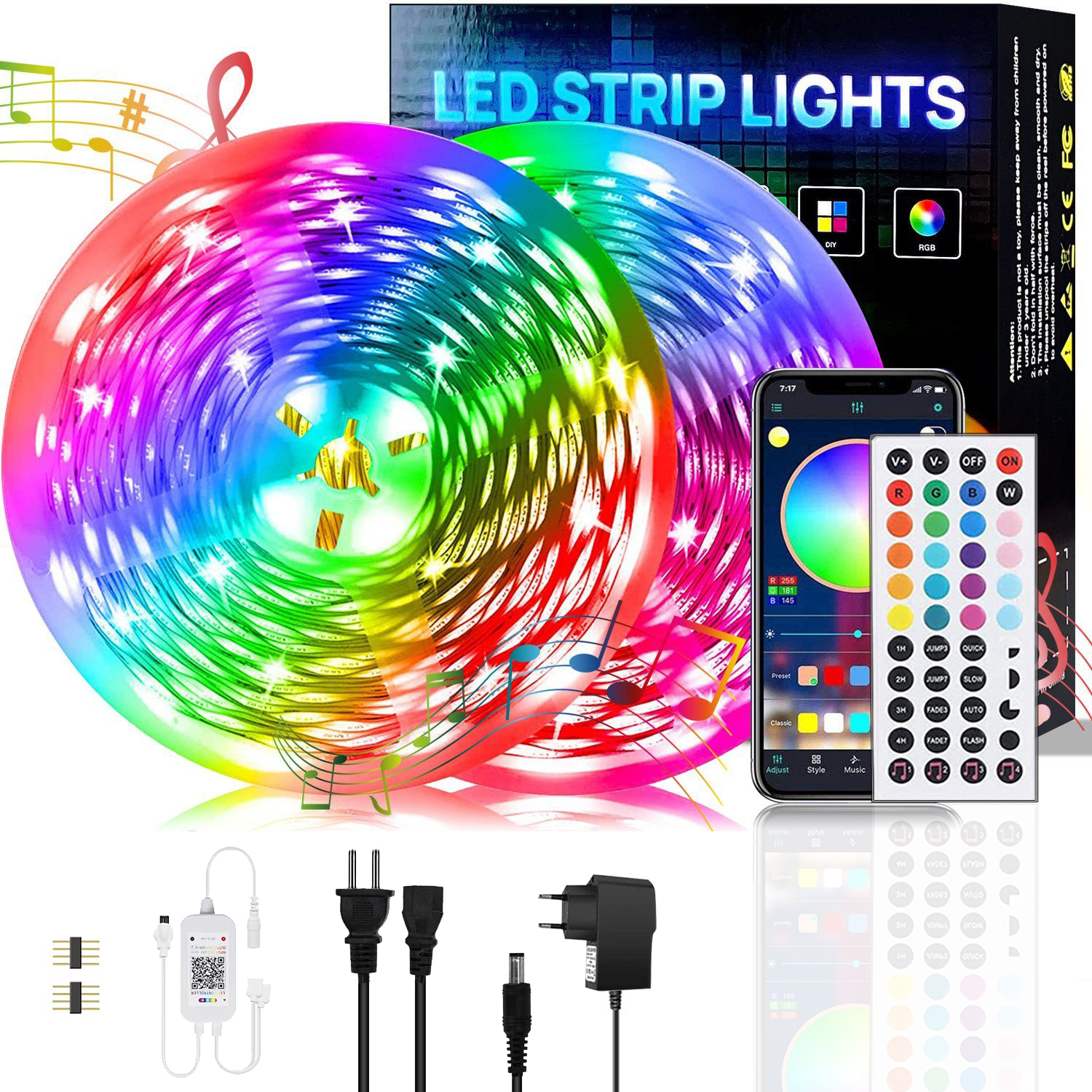 LAMON 20M Fernbedienung RGB, LED-Streifen Bluetooth mit App-gesteuert
