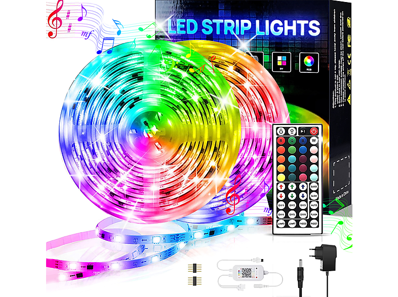 DEDOM Bluetooth 10M Lichtleiste, LED Stripe LED Strip,APP  Steuerung,Bluetooth,Fernbedienung LED RGB Leuchtstreifen